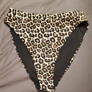 Leopard Print High-Waisted Bikini Bottoms NWOT